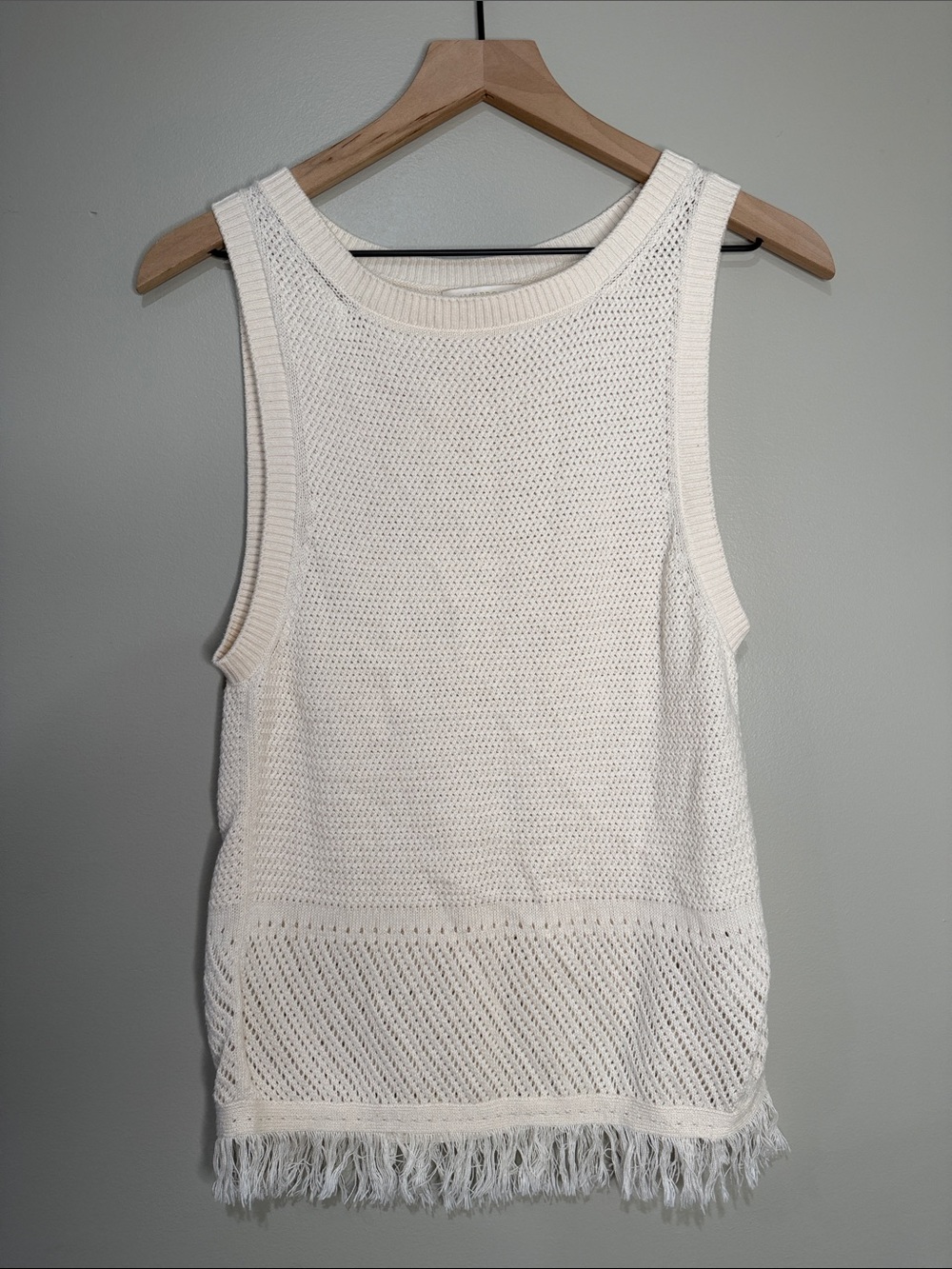 Ramy Brook Sleeveless Fringe Knit Tank Top Medium